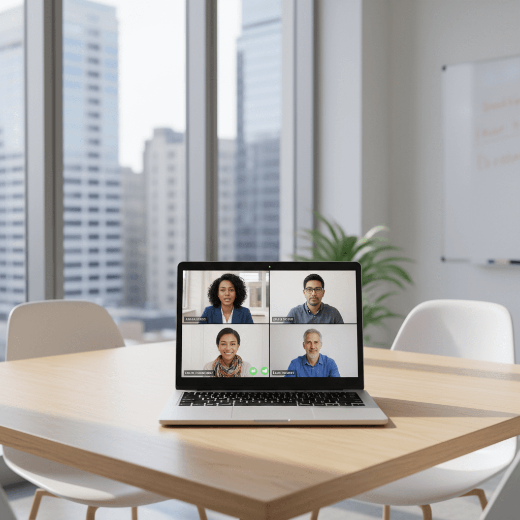 Video conference call with built-in features